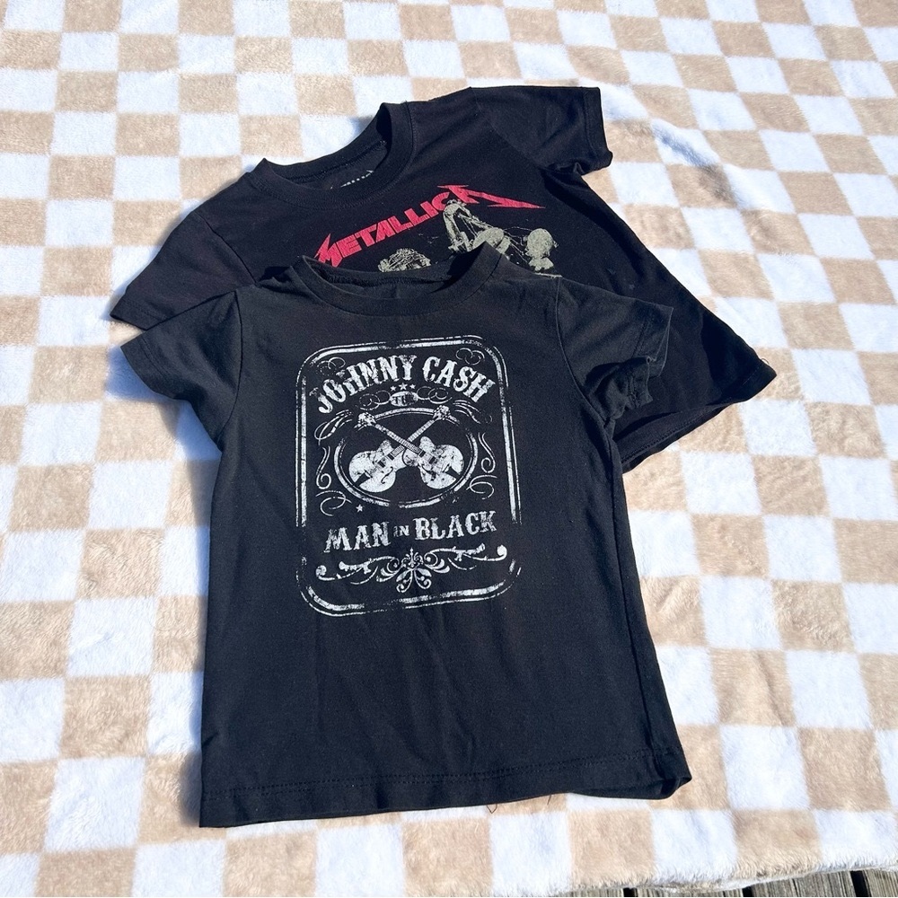 Bundle of 2 Black Graphic Band T-Shirts for kids